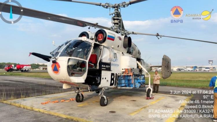 Penanganan Karhutla, Helikopter Water Bombing Bantuan BNPB Tiba di Riau