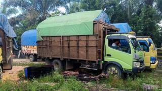 Pemilik Empat Truk Memuat Kayu Ilog Kabur Saat Ditangkap di Kampar