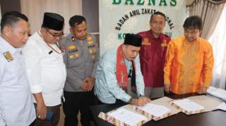 Kemenag Pekanbaru Bersama Baznas dan Polda Riau Lakukan Perjanjian Kerja Sama Pelatihan Diksar Satpam